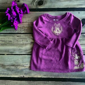 Jumping Beans Minnie Mouse Girls Long Sleeve Purple dress 24m